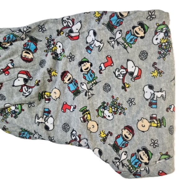 Peanuts Snoopy Charlie Brown Pajama Pants Mens 4XB Gray Fleece Christmas Lounge - Picture 6 of 7